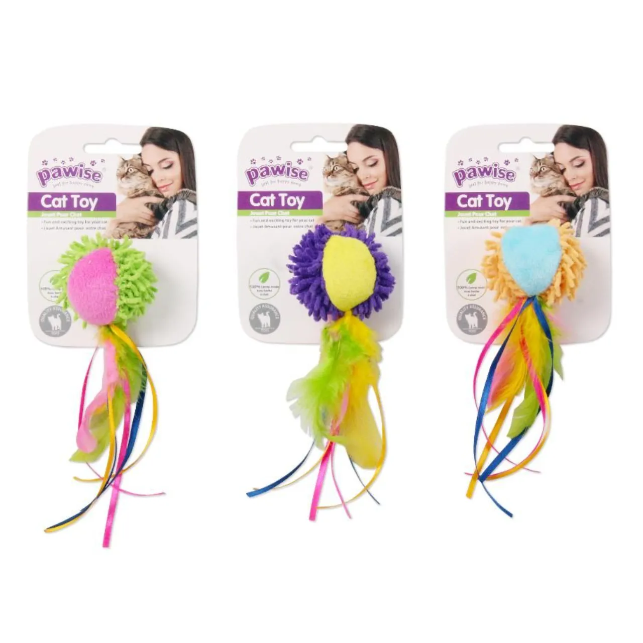 PAWISE Meow Meow Bold - kattebold med fjer og catnip
